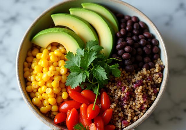 Colorful quinoa power bowl